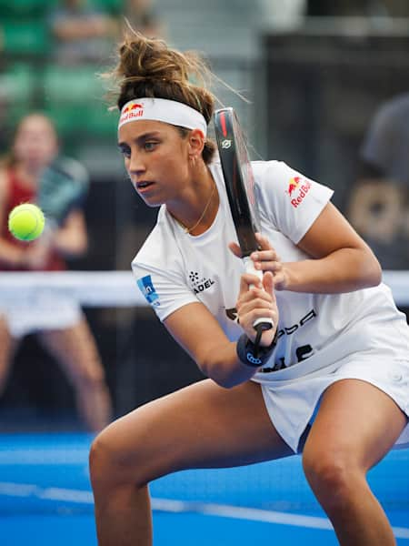 Spain's Beatriz Gonzalez Fernandez of Spain competes during the Premier Padel 2024 season.