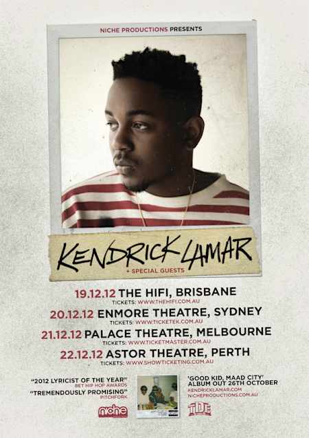 Kendrick Lamar 2012 Australian tour poster