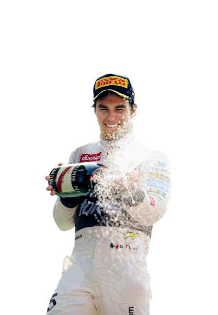 Sergio Pérez celebrates his 2nd place win at the  2012 Italian Grand Prix.