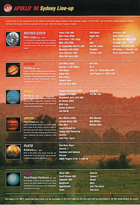 Apollo Sydney lineup