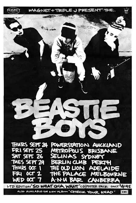 Beastie Boys 1992 Australian tour poster