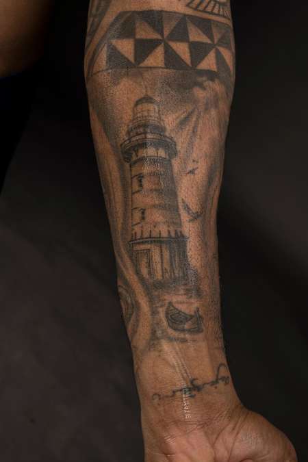 KL Rahul's lighthouse tattoo