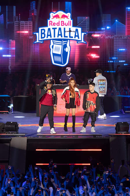Aczino and Gazir perform during Red Bull Batalla International Final in Mexico City, Mexico on December 10, 2022.  