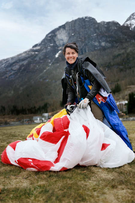 Amber Forte smiles after a successful landing