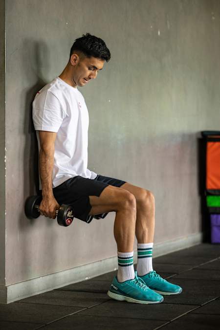 Lakshya Sen during a fitness session in a gym