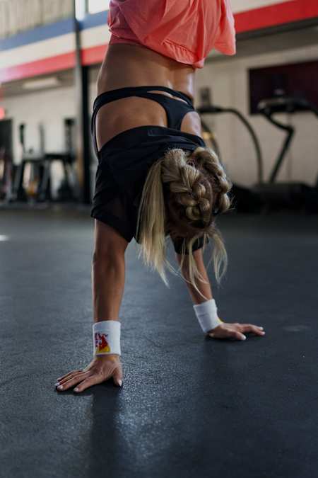 Haley Adams practicing her handstand holds