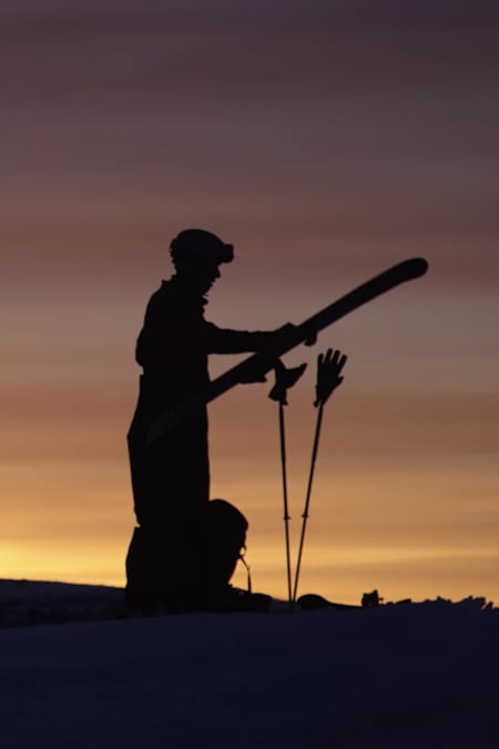 A silhouetted skier in MSP's Drop Everything.
