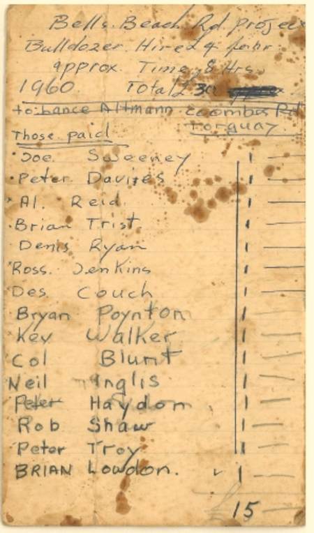 One side of Joe Sweeney's receipt for the bulldozer hire.