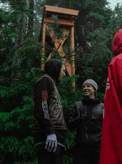 Red Bull Hardline creator Dan Atherton and Jackson Goldstone on the course