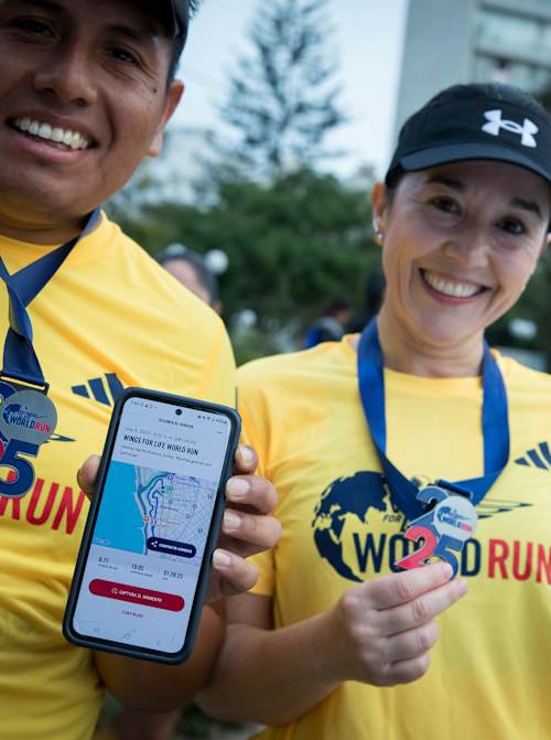 Participants competing at the Wings for Life World Run in Lima, Peru on May 5, 2025.