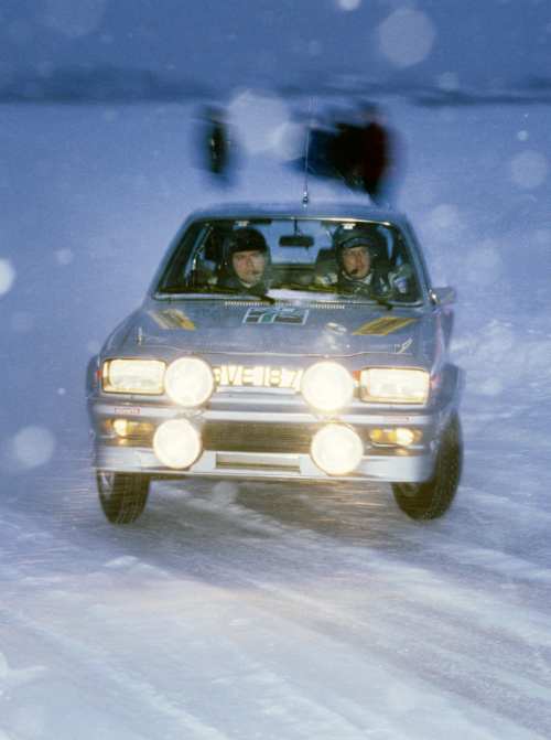 Fast Finn Airikkala on an Arctic Rally charge in 1980