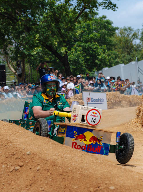 The Livingroom Referees perform during Red Bull Box Cart Race in Johannesburg, South Africa on October 4, 2026