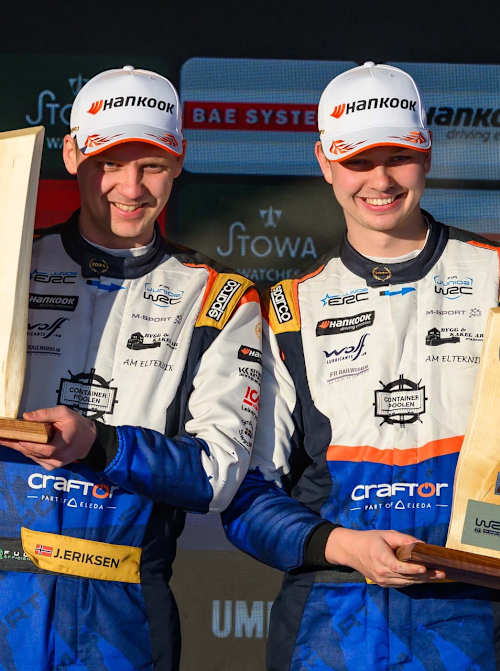 Carlberg (right) and Eriksen were Rally Sweden winners in February