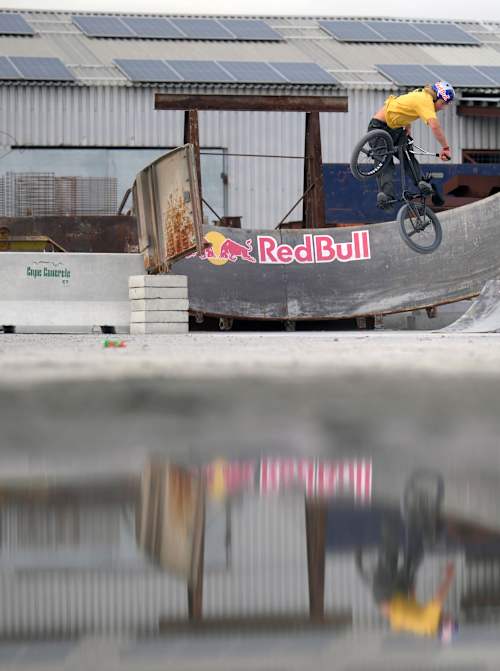 Murray Loubser showcases thrilling BMX skills at the Red Bull Cape Concrete Social First Project in Cape Town, South Africa, on May 1, 2026, with dynamic urban flair