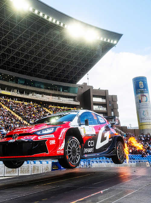 WRC action thrills packed stadium at Rally Islas Canarias