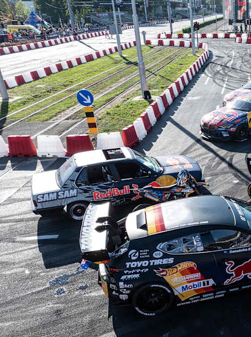 Cars seen during the Red Bull Showrun in Zagreb, Croatia on September 27, 2026.