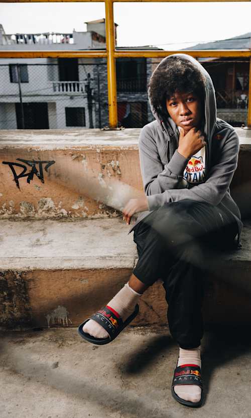 Marithea poses for a portrait before the Red Bull Batalla National Final in Medellin, Colombia on July 1 2023.