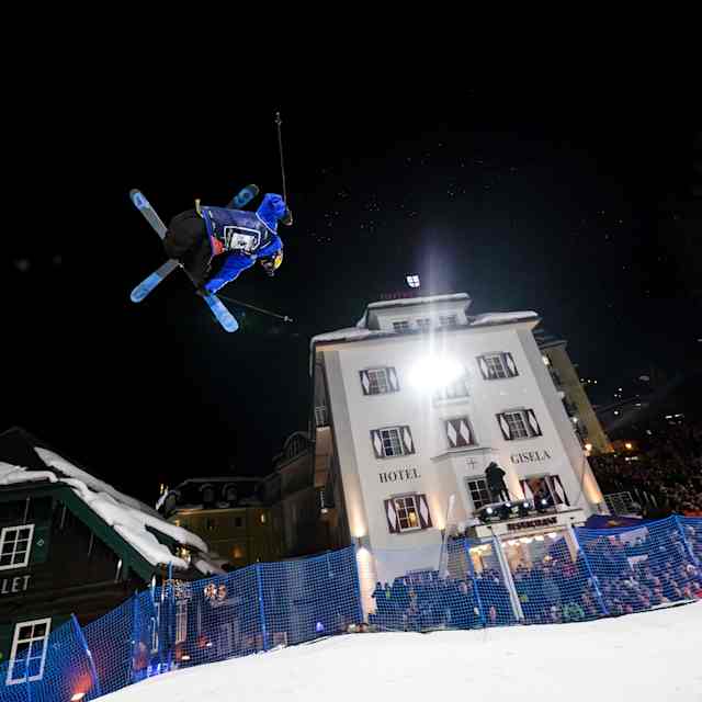 Jesper Tjäder performs at Red Bull Playstreets in Bad Gastein, Austria, on February 10, 2023.