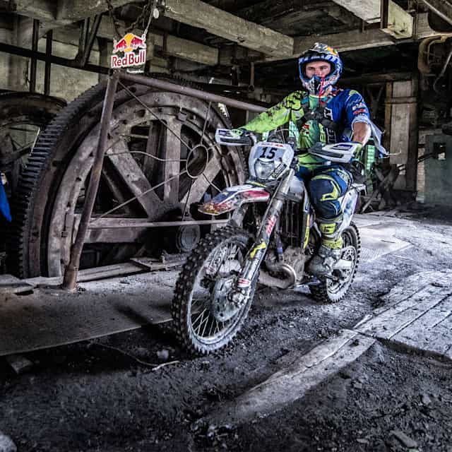 An image of a rider at enduro event Red Bull Romaniacs.