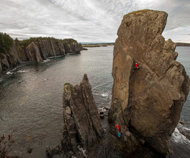 Will Gadd Climbing Newfoundland Sea Stacks