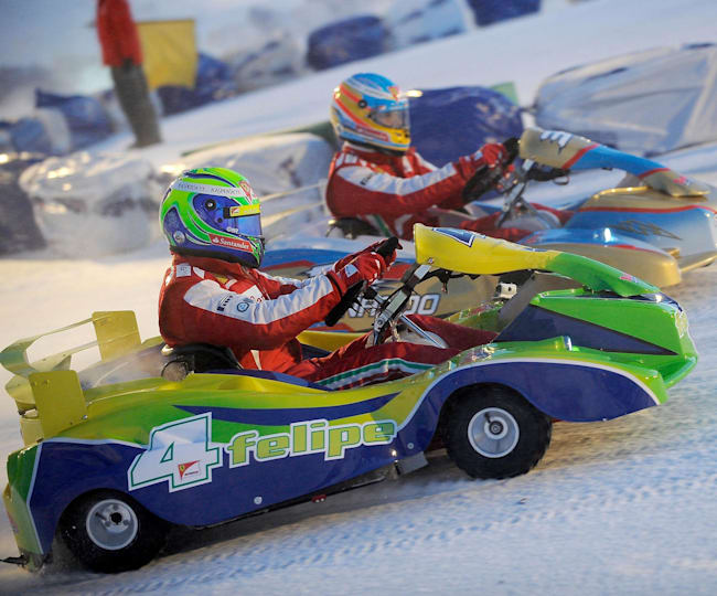 Video: Alonso and Massa collide in ice kart race