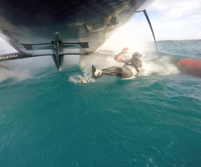 Graeme Spence Falls Off Oracle Team Usa During Training