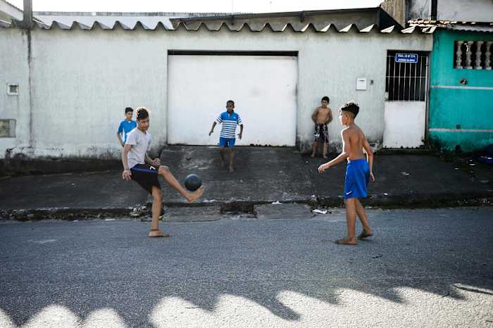 Football match outside Neymar Jr.’s childhood home