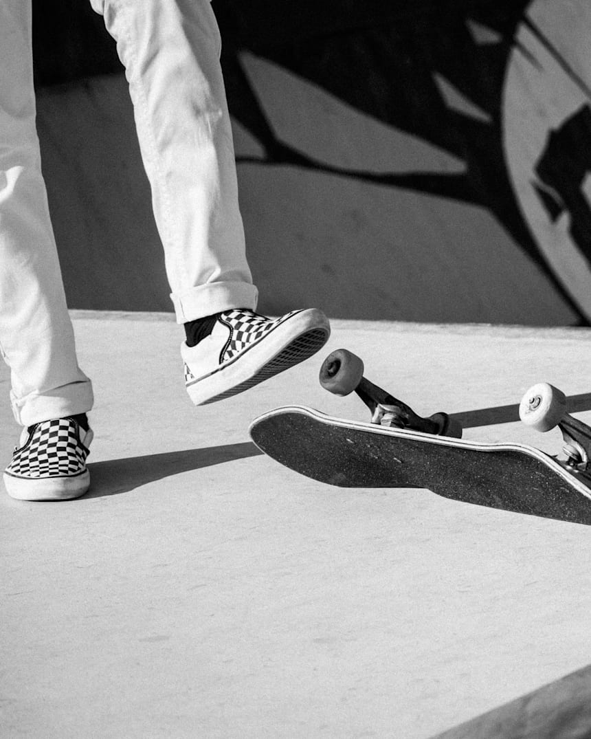 skateboard and skate shoes