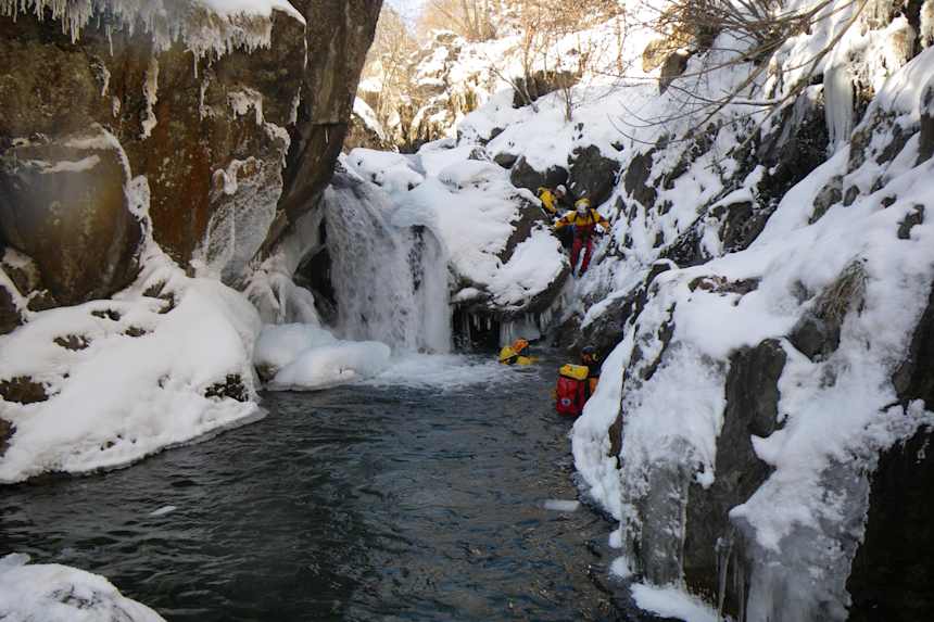 Ice Canyoning Descending Winter Ice Photos