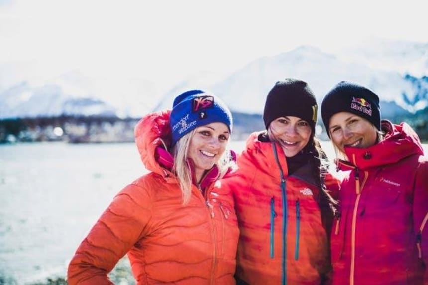 Female Freeskiers In Alaska