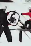 A follow-cam captures Jesper Tjäderrail while he rails.