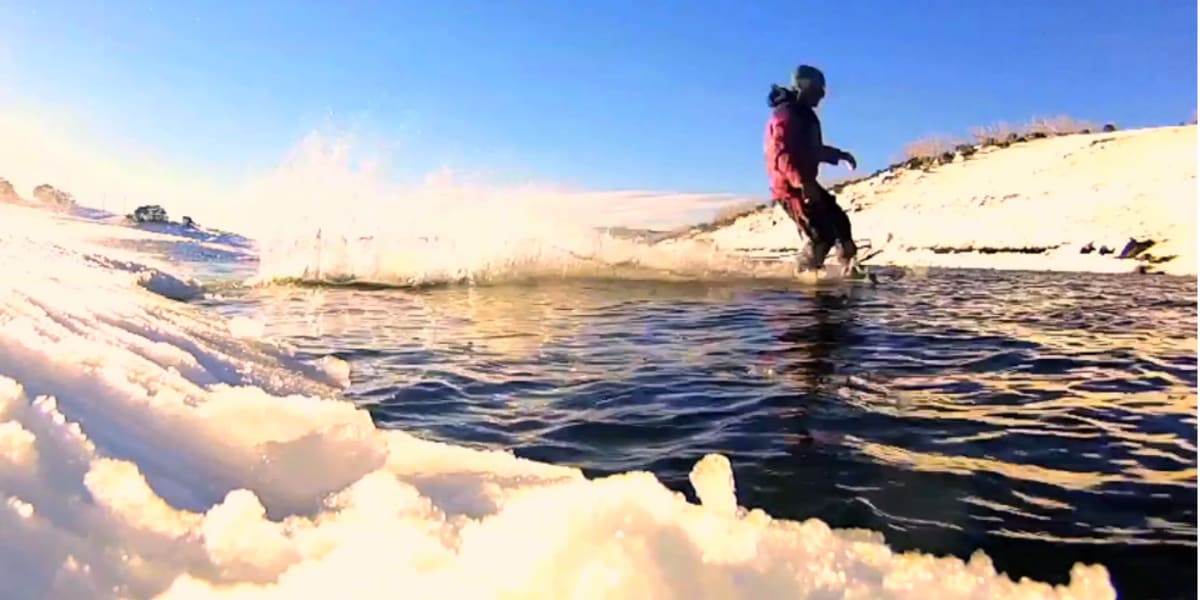 Video Longest Lake Skim on a Snowboard?