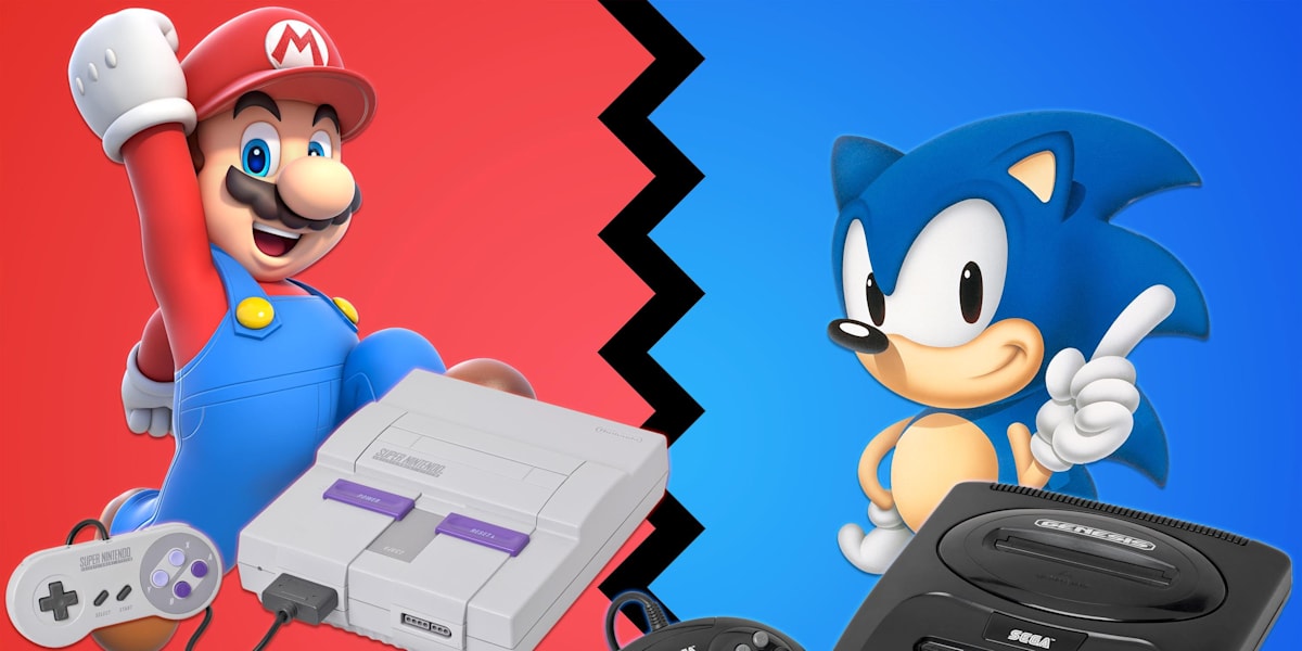 Sega game with red cheap and blue guy