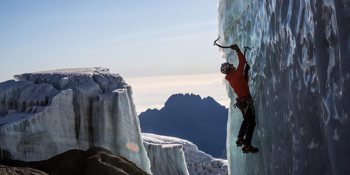Will Gadd climbing ice in Africa