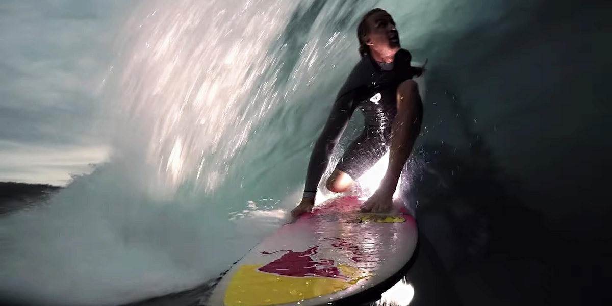 Jamie O'Brien surfing Pipeline at night with a GoPro
