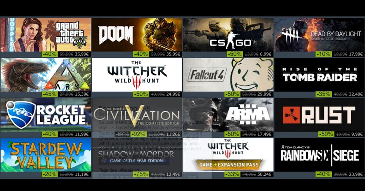 Soldes Steam Top 10 des 10 jeux vidéo à ne pas manquer
