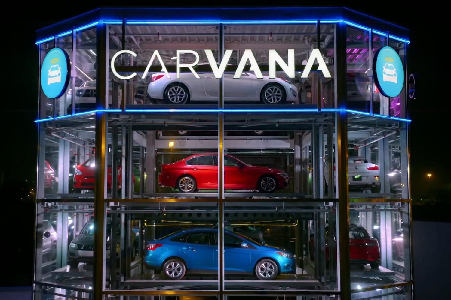 Carvana car vending machine Red Bull Motorsports