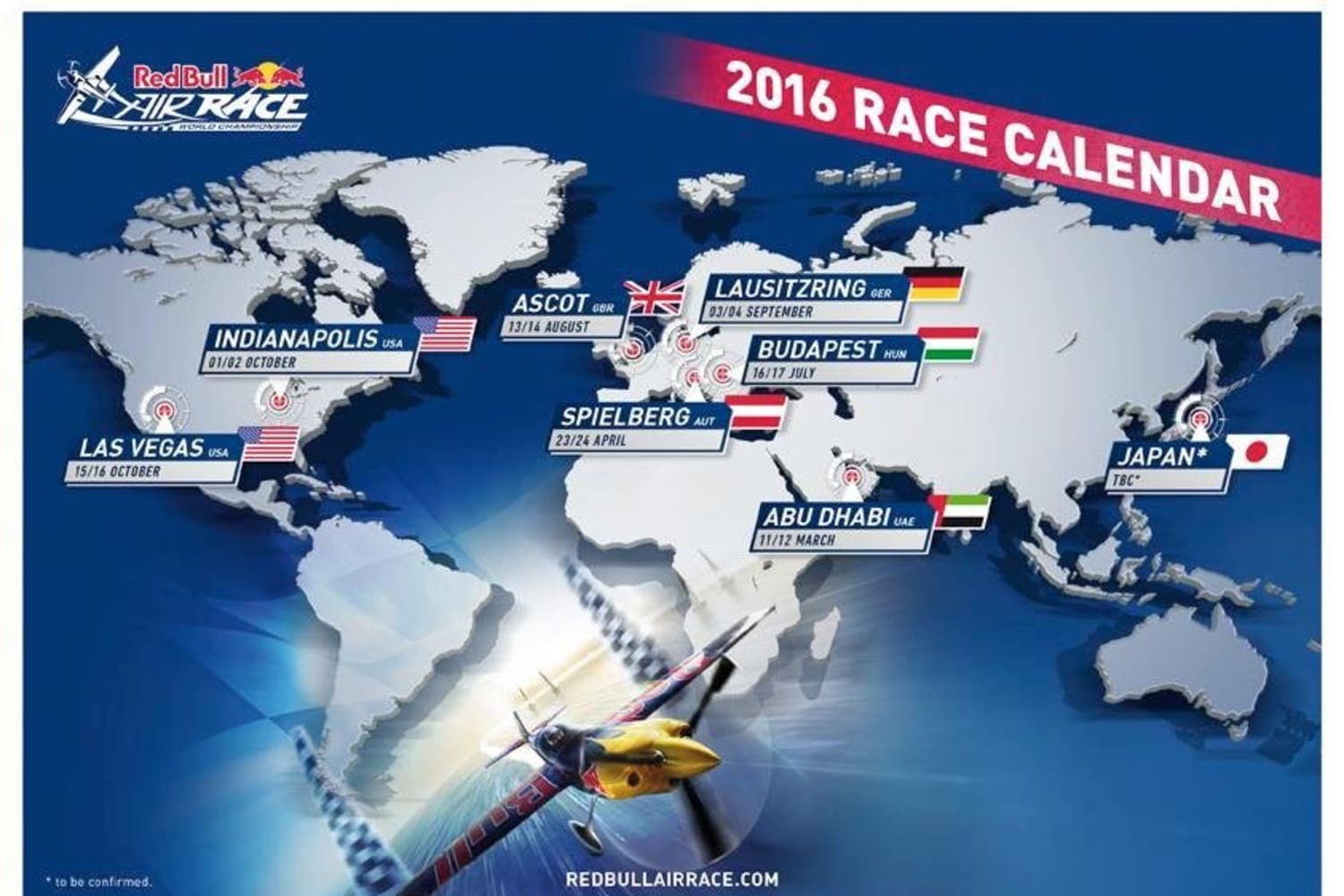 16年red Bull Air Race特技飞行大赛赛程公布
