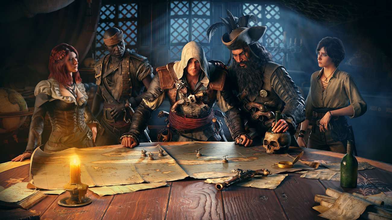 Las ilustraciones de Assassin's Creed Black Flag Resynced muestran a Edward Kenway y otros personajes.