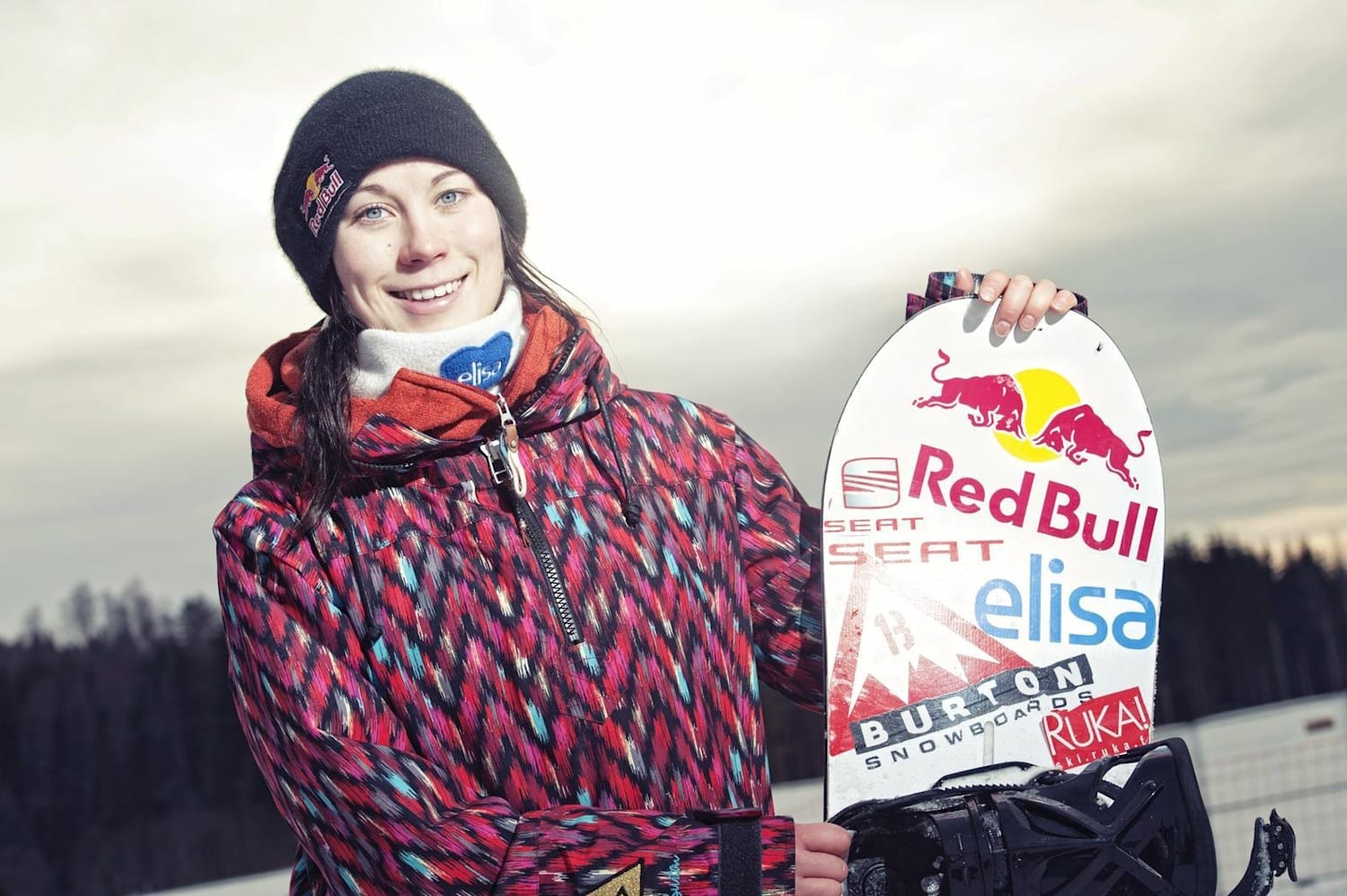 red bull beanie snowboarding