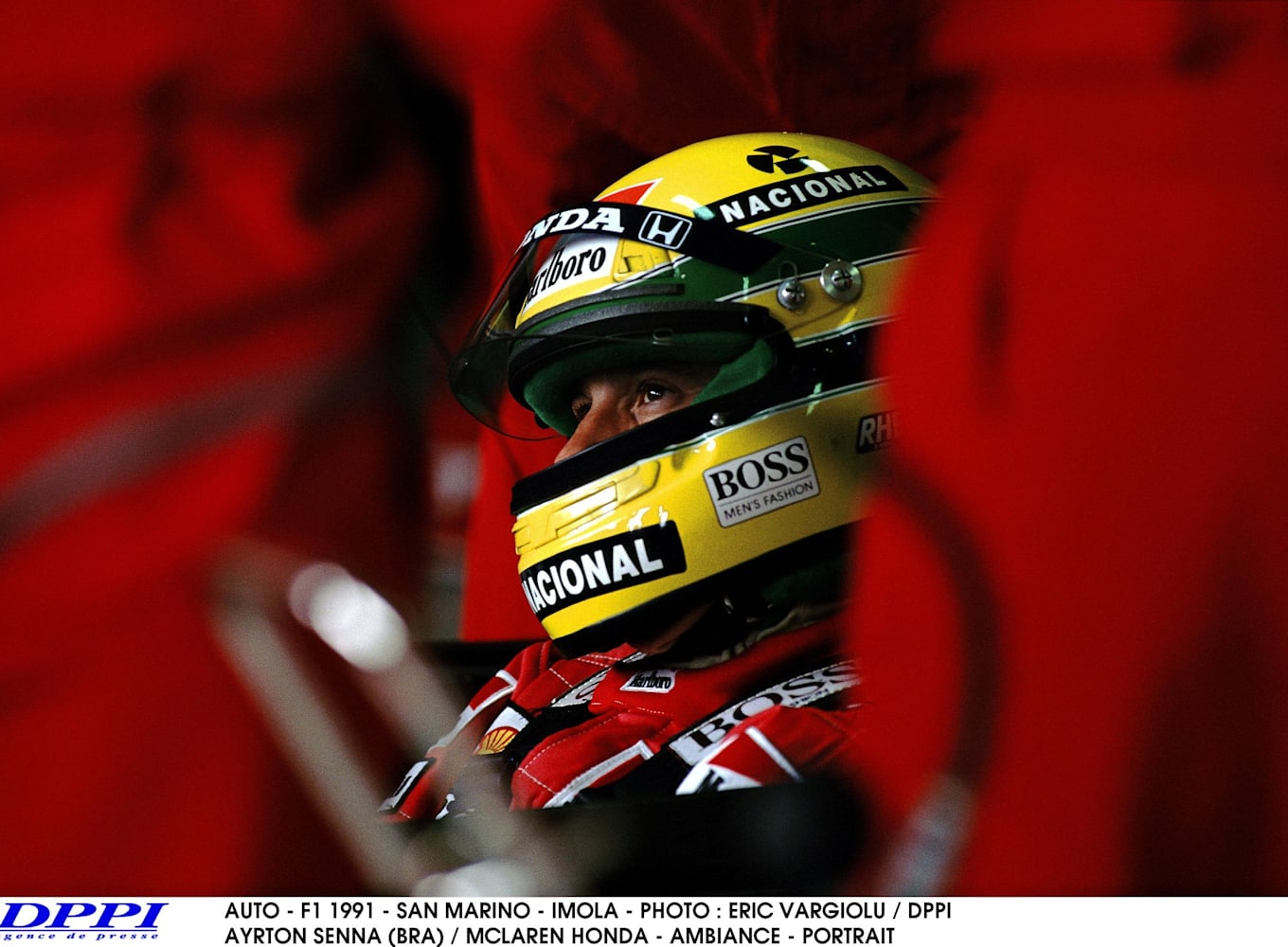 Ayrton Senna Portrait, Dorington Park 1993 print by Motorsport Images