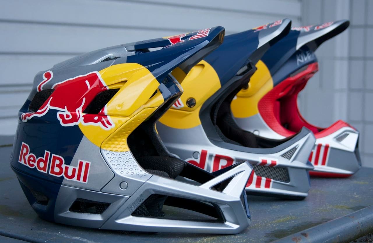 Custom painted Red Bull helmets by Stacy Glaser