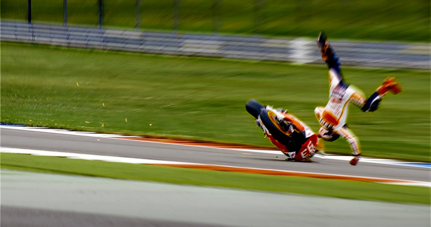 How do riders survive a MotoGP crash