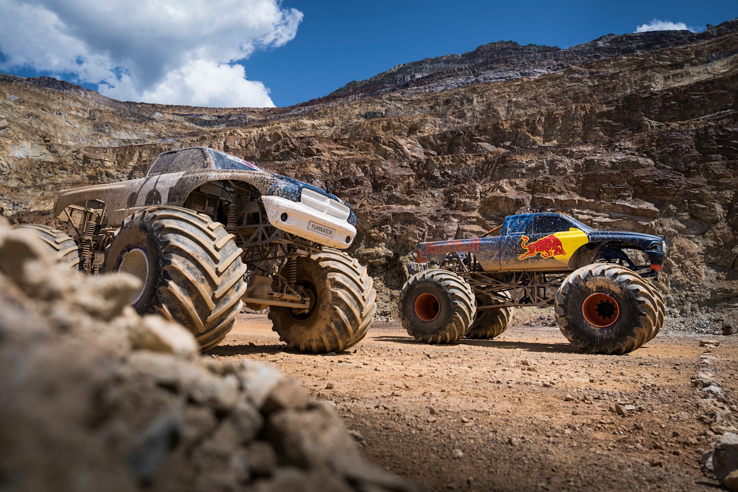 Watch Red Bull's F1 Drivers Wheel Monster Trucks On Dirt