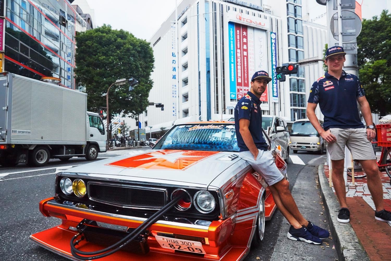 Max Verstappen drives a vintage Honda F1 car in Japan