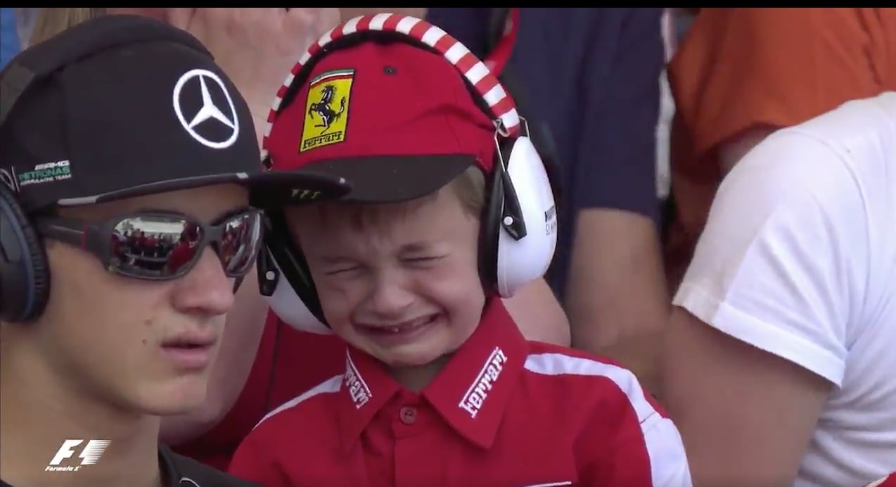 Ferrari help crying Raikkonen fan at Spanish Grand Prix