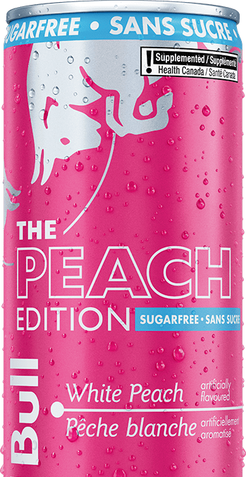Red Bull Peach Edition Sugarfree half can