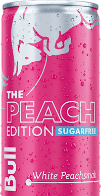 Red Bull Peach Edition Sugarfree half can