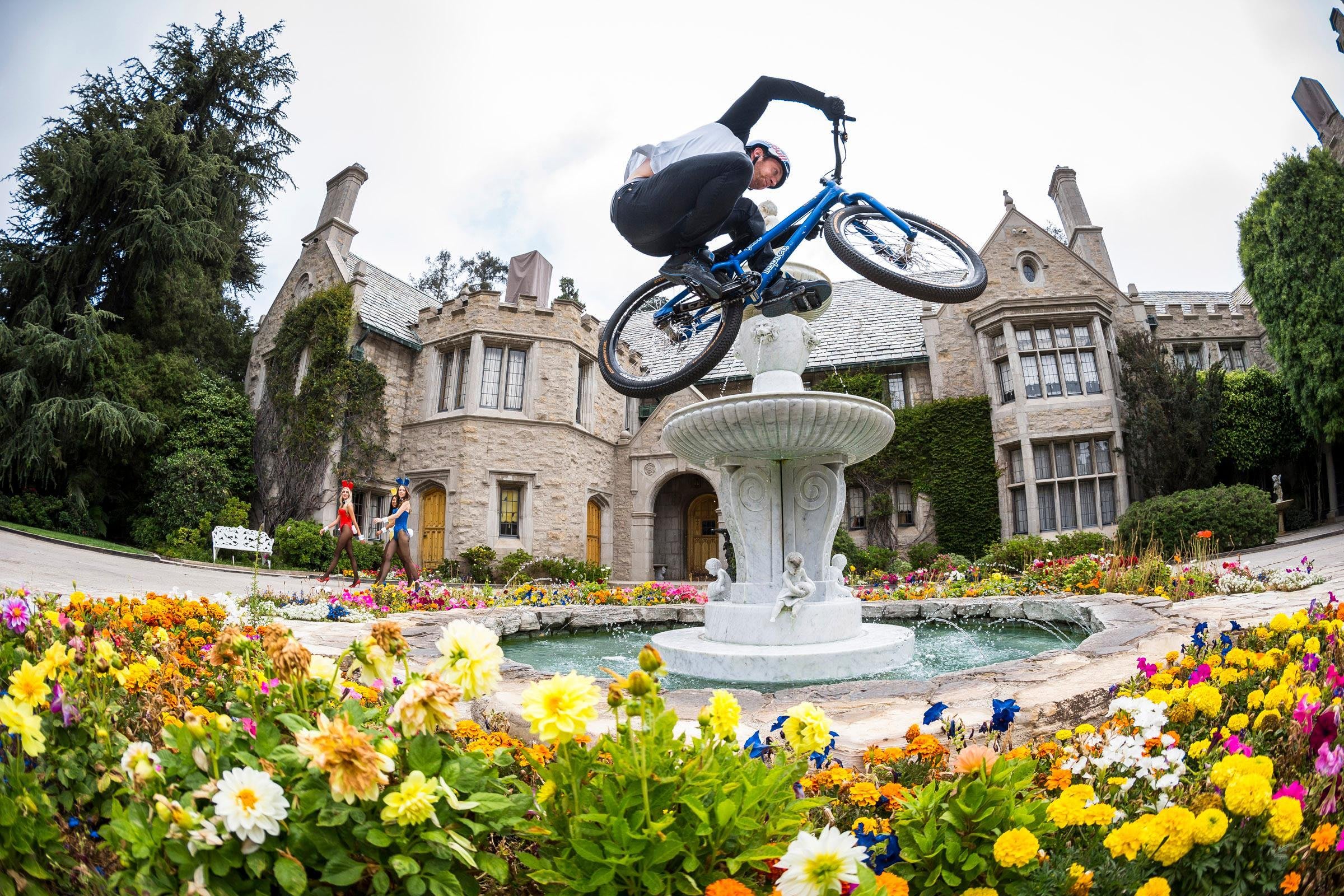 Watch: Red Bull's stunt cycle around Playboy mansion and other hot