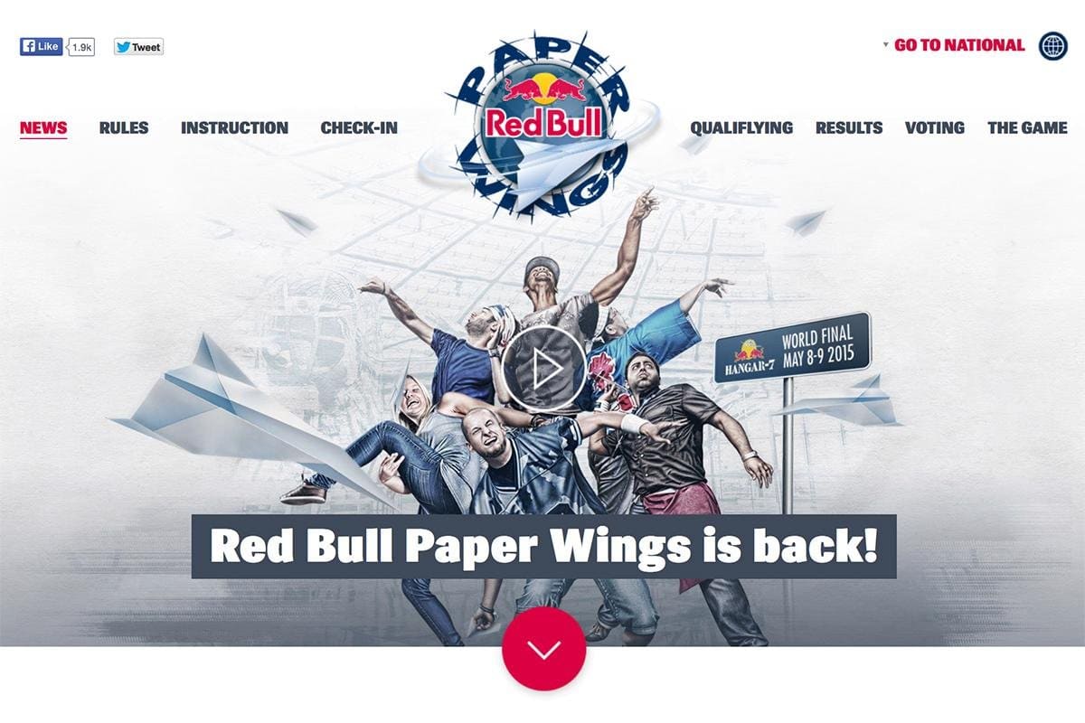 Red Bull Paper Wings 網站遊戲 上線